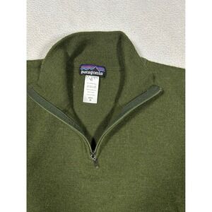 Patagonia Merino Wool Quarter Zip Sweater Mens Medium Green 51322F5 READ